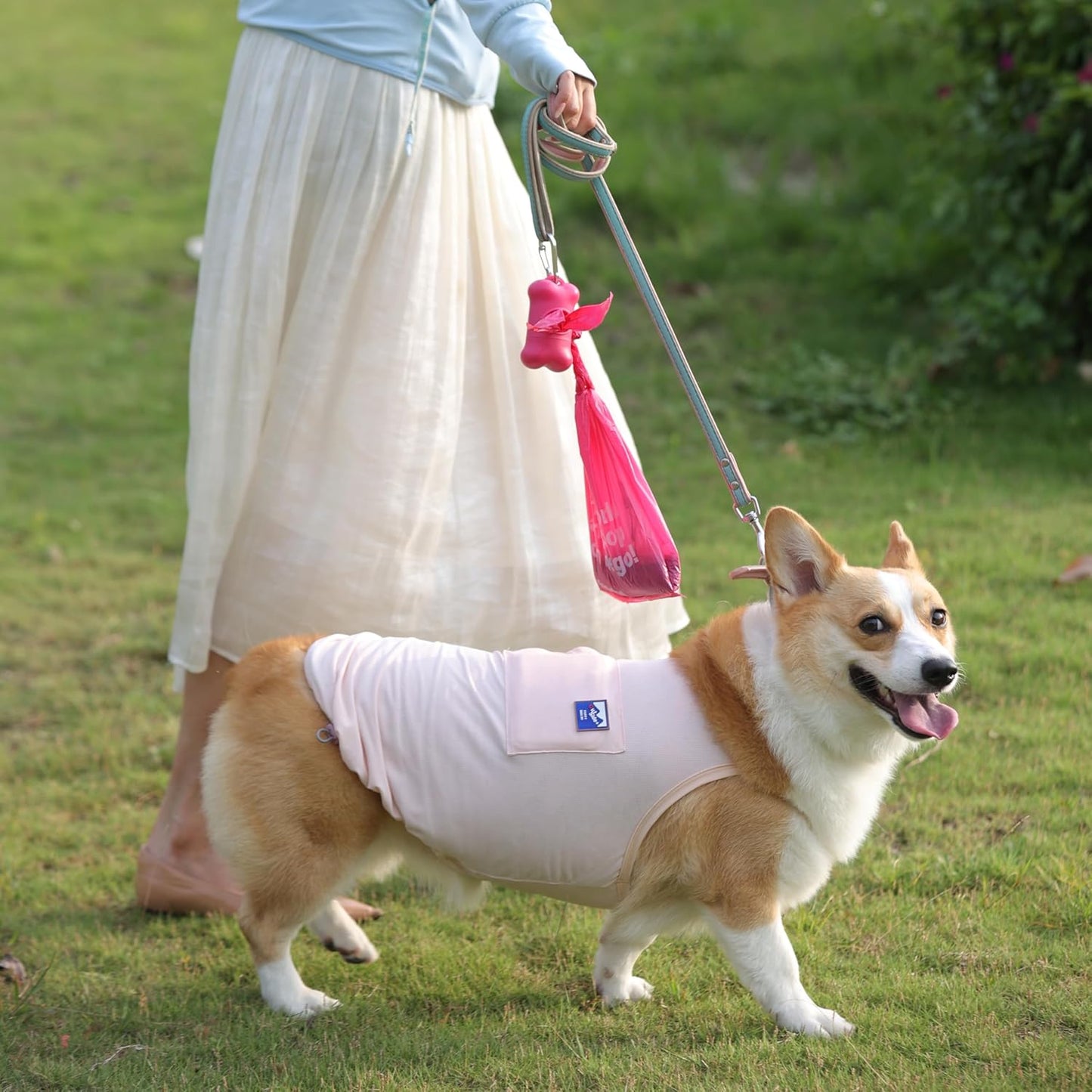 Dog Poop Bags with Handles 60 Rolls 720 Counts Big Sizes Leak Proof and Extra Thick Waste Bags Refill Rolls for Walking Small Medium Large Dogs Cats Litter with 2 Dispensers Rose Scented