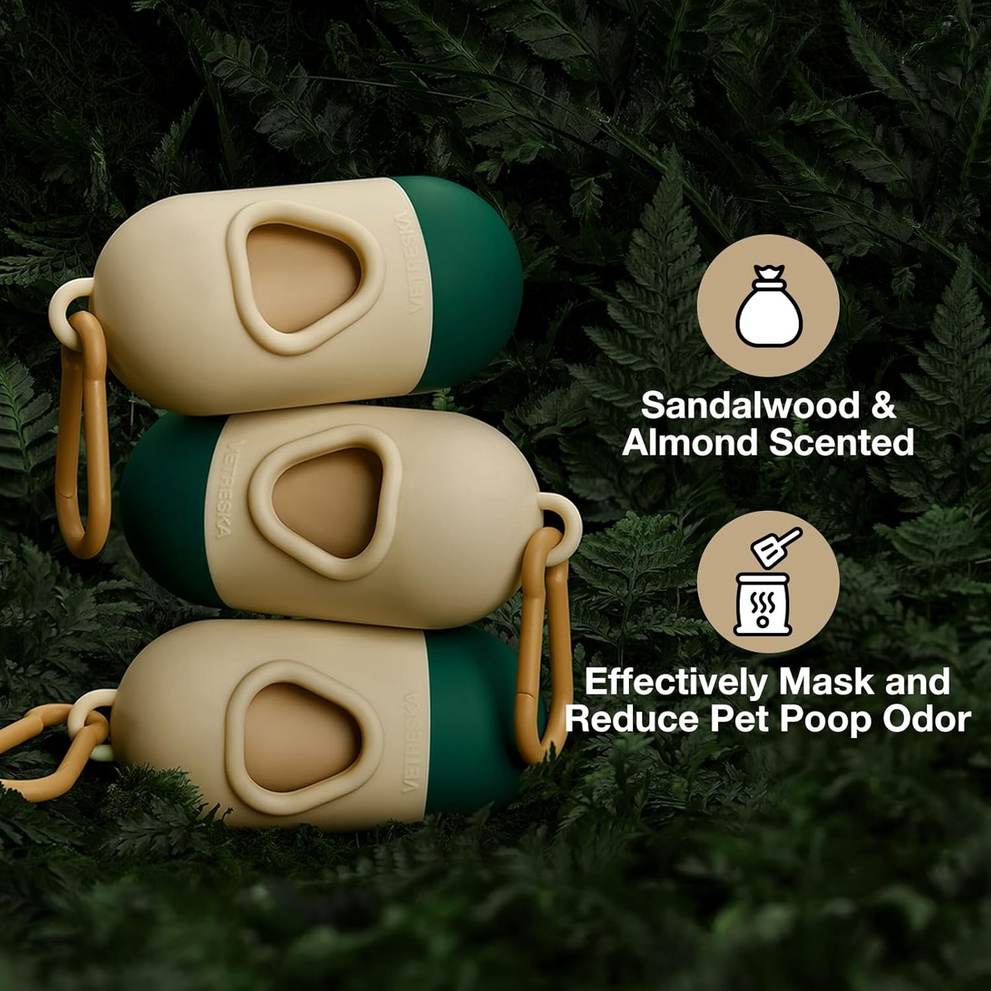 Dog Poop Bag with Dispenser, Leak Proof and Extra Thick Pet Waste Bags for Dog Walking and Cat Litter, Sandalwood & Almond Scented, 105 Count