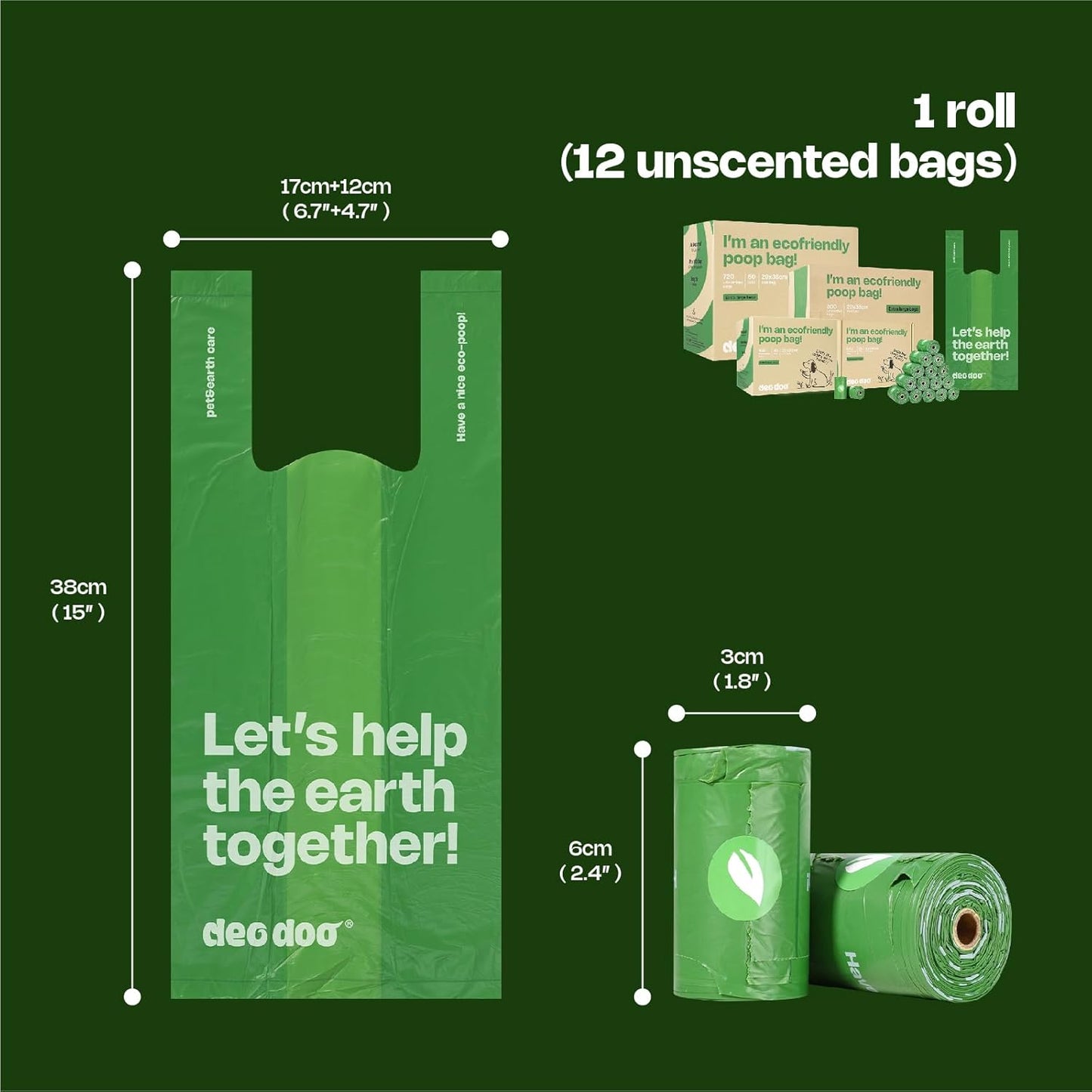 Dog Poop Bags with Handles Large Size 20 Rolls 240 Counts Big Sizes Leak Proof and Extra Thick Waste Bags Refill Rolls for Walking Medium Large Dogs Cats Litter Unscented