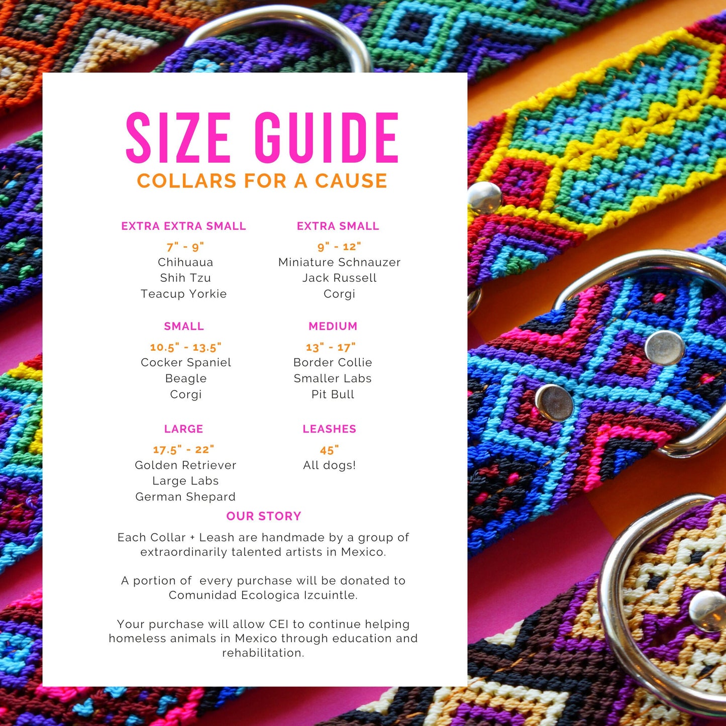 Large Leather Dog Collar | Woven Nylon Dog Collar | Fiesta Collar | Handmade Mexican Dog Collar | Large Dog Accessory