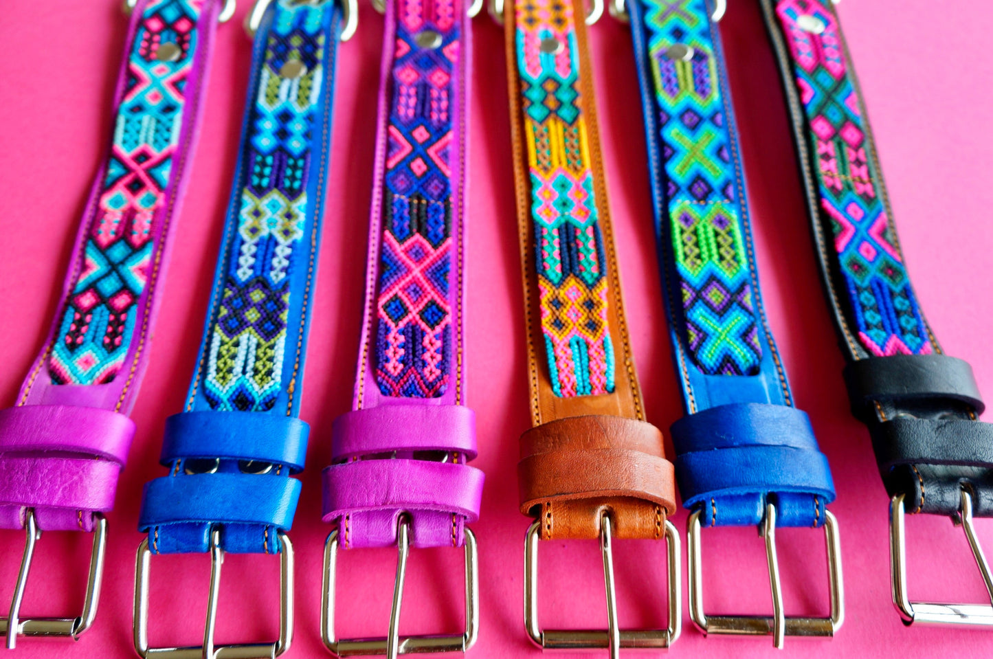 Large Leather Dog Collar | Woven Nylon Dog Collar | Fiesta Collar | Handmade Mexican Dog Collar | Large Dog Accessory