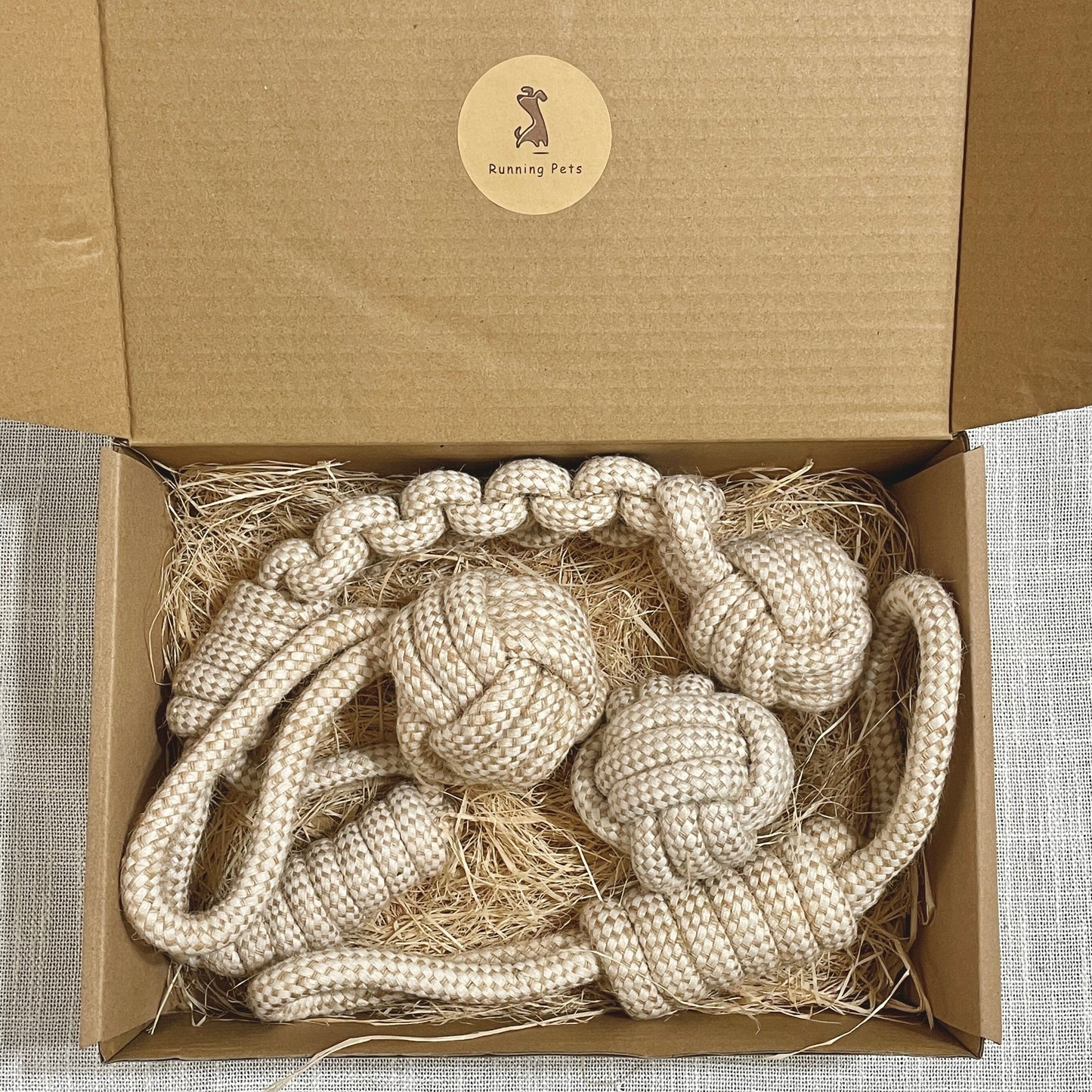 Natural Cotton Rope Dog Toy Gift Box: Durable, Non-Toxic