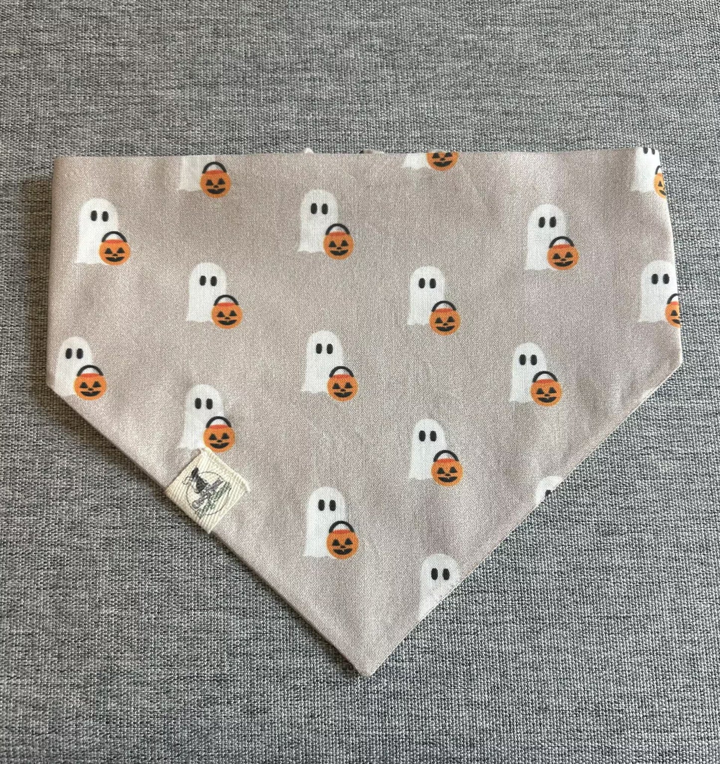 Ghost Trick or Treat Scrunchie Dog Bandana, Halloween Pet Accessories, Fall Bandanas