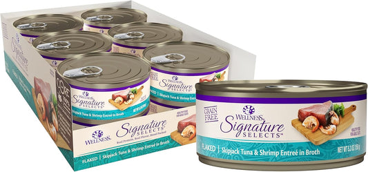 CORE Signature Selects Flaked Adult Wet Cat Food, Natural, Protein-Rich, Grain Free, 5.3 Ounce, 12 Pack (Skipjack Tuna & Shrimp)