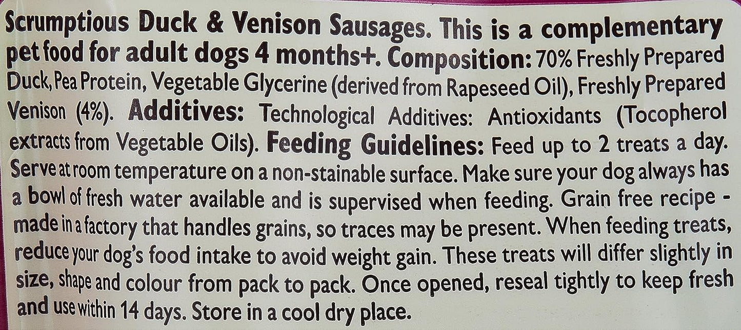 Duck & Venison Sausages for Dogs, 70 GR