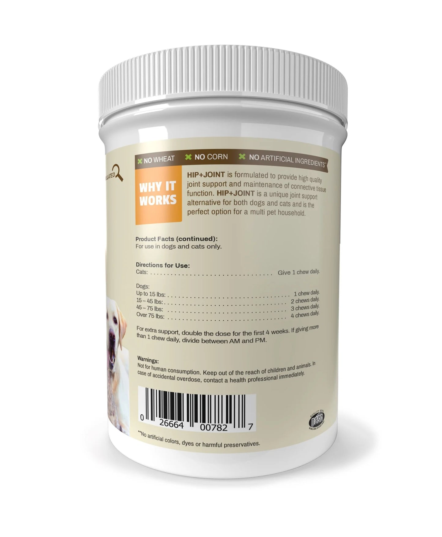 Hip and Joint Care for Dogs and Cats, Duck Flavor, 160 Chews