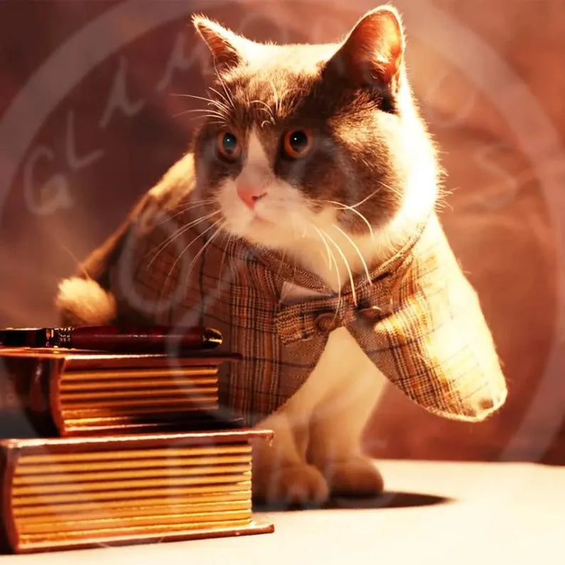 Cat Detective Costume Halloween, Sherlock Holmes Cape & Deerstalker Hat for Cats and Dogs, Pet Detective Outfit Funny Costume Party Dress Up