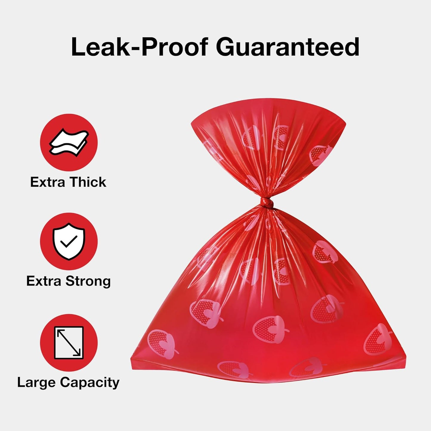 Strawberry Scented Dog Poop Bags, Leak Proof, Extra Thick and Large Pet Waste Bags for Dogs Walking and Cat Litter, 20 Refill Rolls, 300 Bags, Red