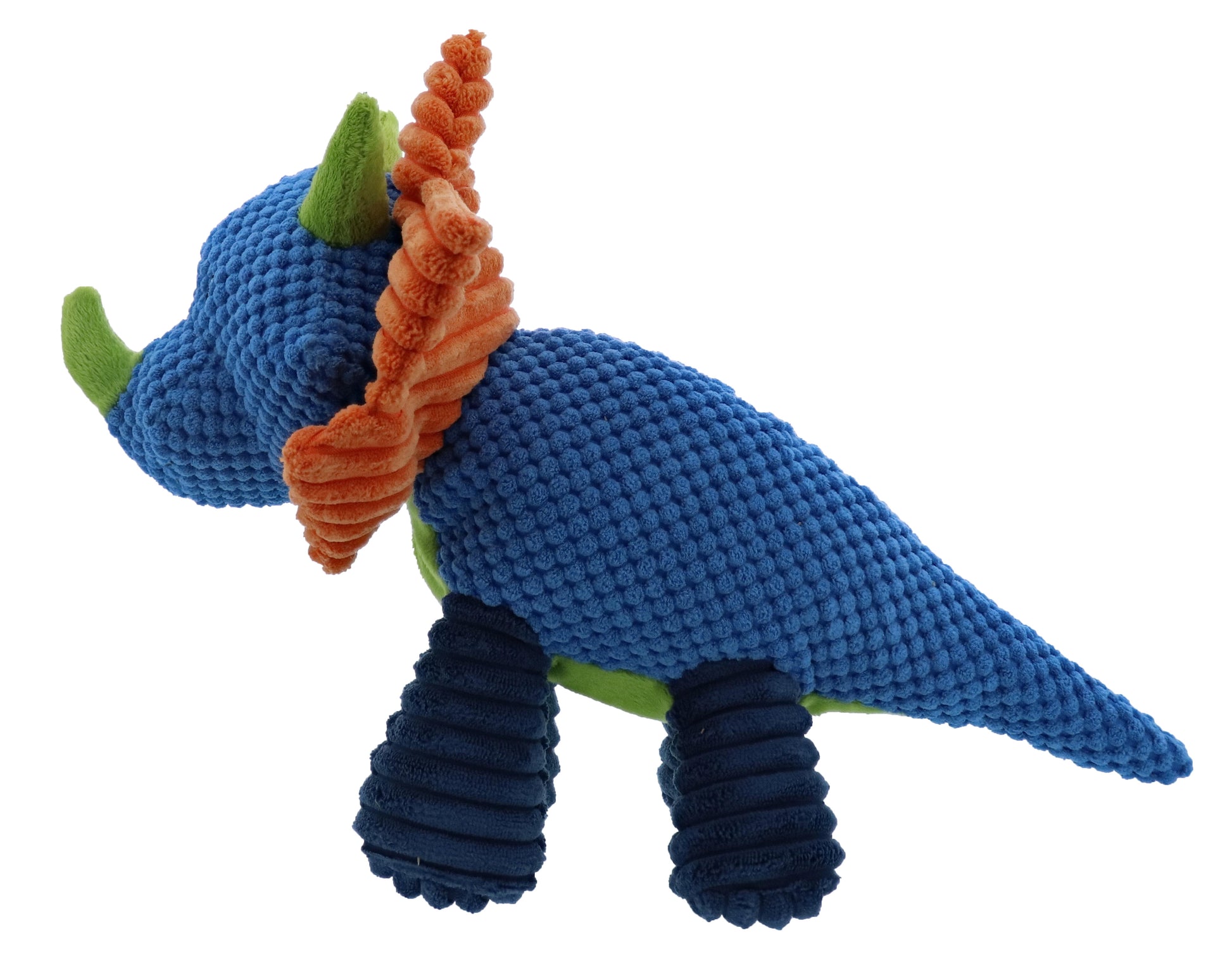 Jurassic Cord Crew Triceratops Dog Toy – Durable Plush Squeaky Chew Toy for Small Dogs, Tug-of-War & Playtime Fun