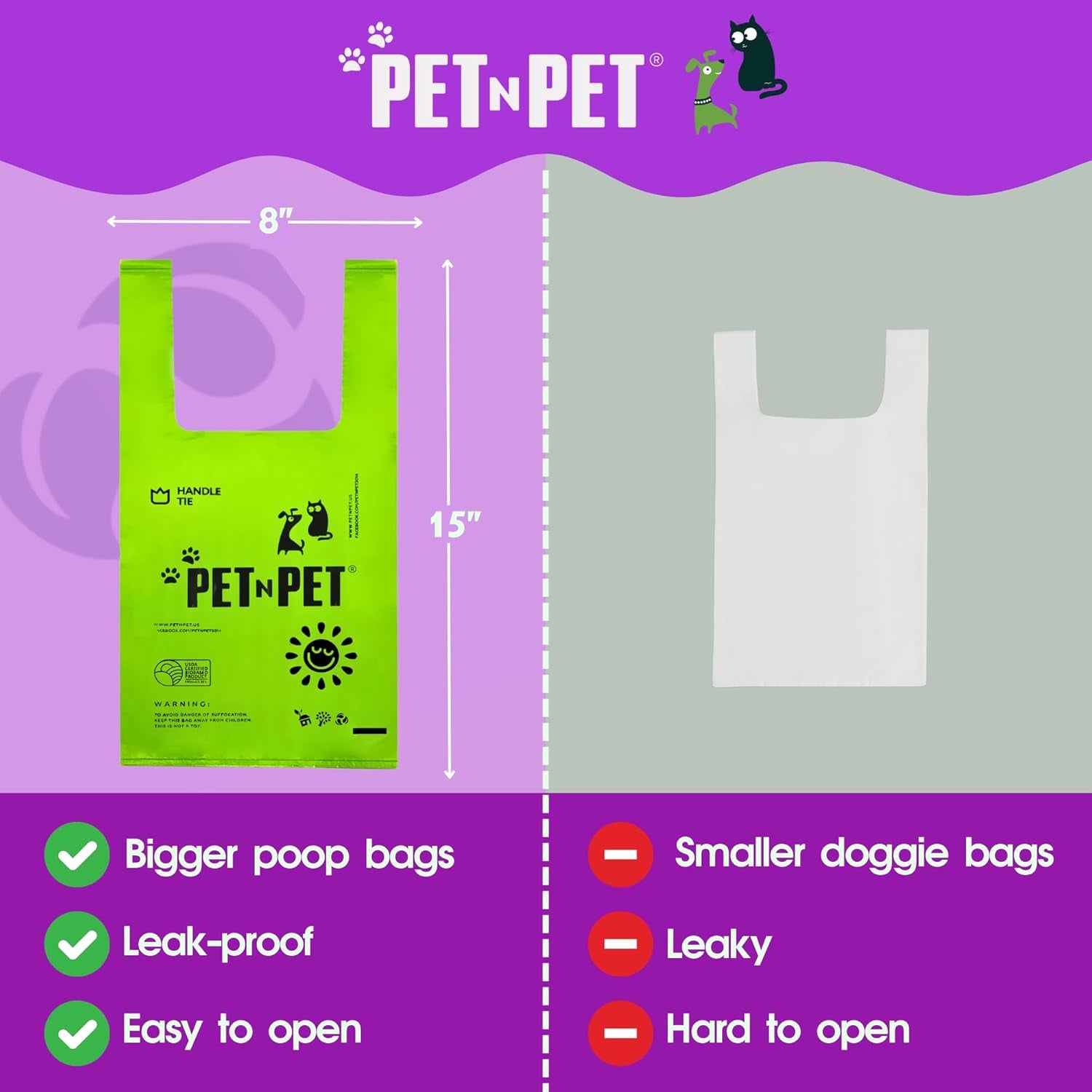 200 Counts Lavender Scented Dog Poop Bags Rolls with Tie Handles, 38% Plant Based & 62% PE Poop Bags for Dogs, Extra-Thick Doggie Poo Bag, Pet Waste Bag