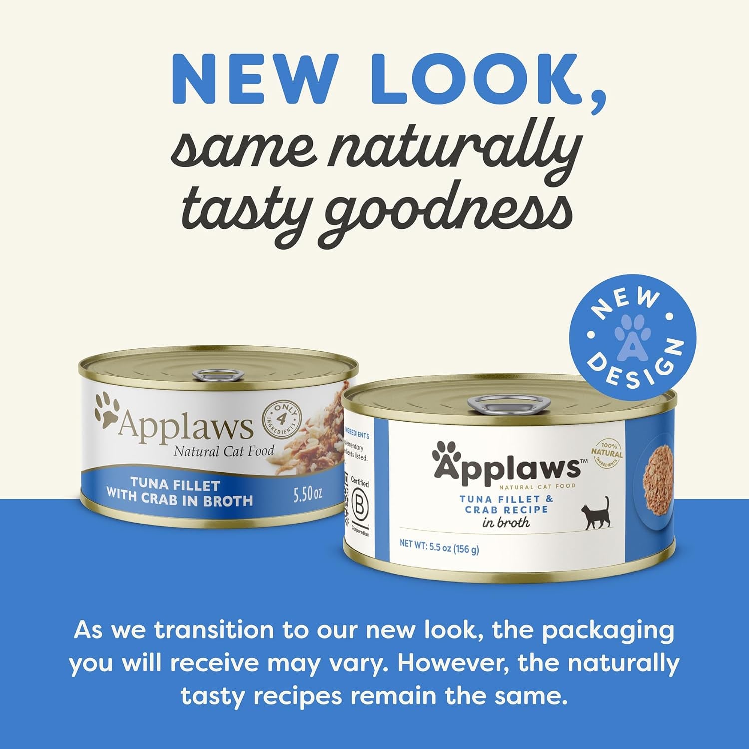 Natural Wet Canned Cat Food, Limited and Natural Ingredients, High Protein with No Artificial Additives, Tuna Fillet & Crab in Broth (24 X 5.5Oz Cans)