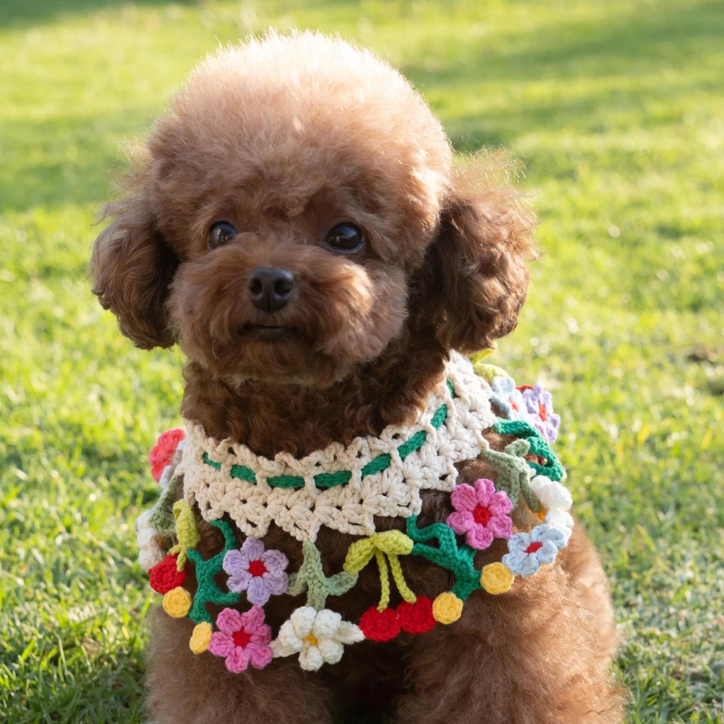 Sakura Bloom Pet Collar – Handmade Crochet Necklace Cutie for Dogs & Cats