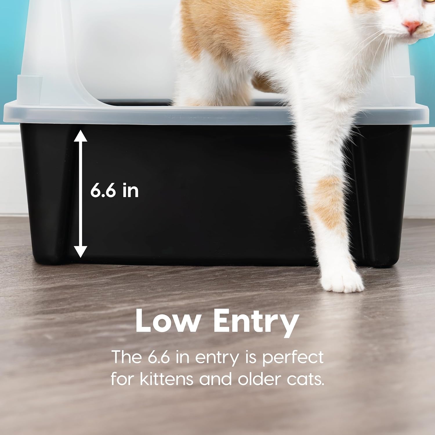 IRIS USA Xx-Large Cat Litter Box, Open Top Extra Large Litter Box for Big Cats and Multi-Cat Households, High Sided Scatter Shield, Easy to Clean, 30" L X 20" W X 14" H, Black