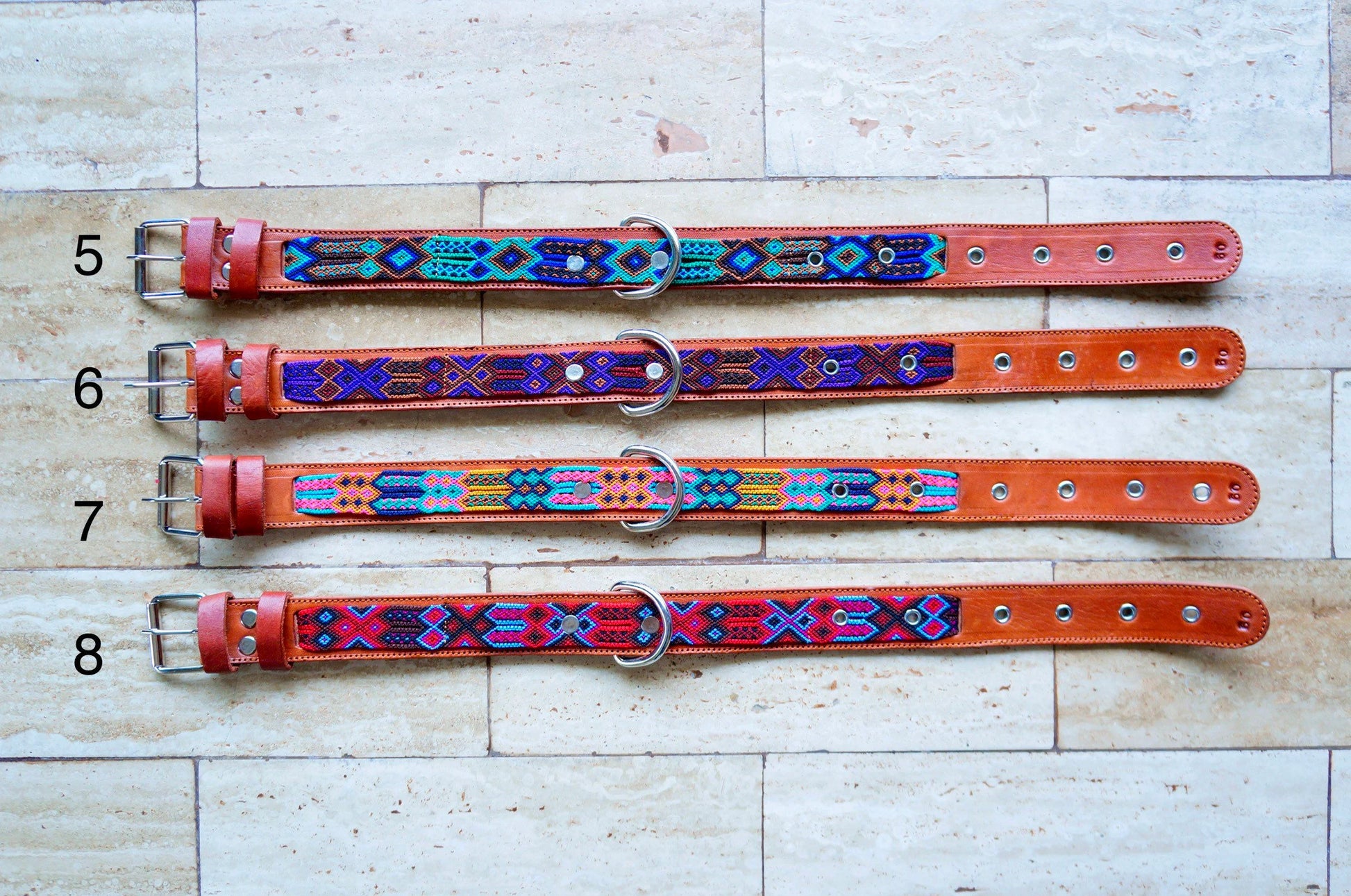 Large Leather Dog Collar | Woven Nylon Dog Collar | Fiesta Collar | Handmade Mexican Dog Collar | Large Dog Accessory