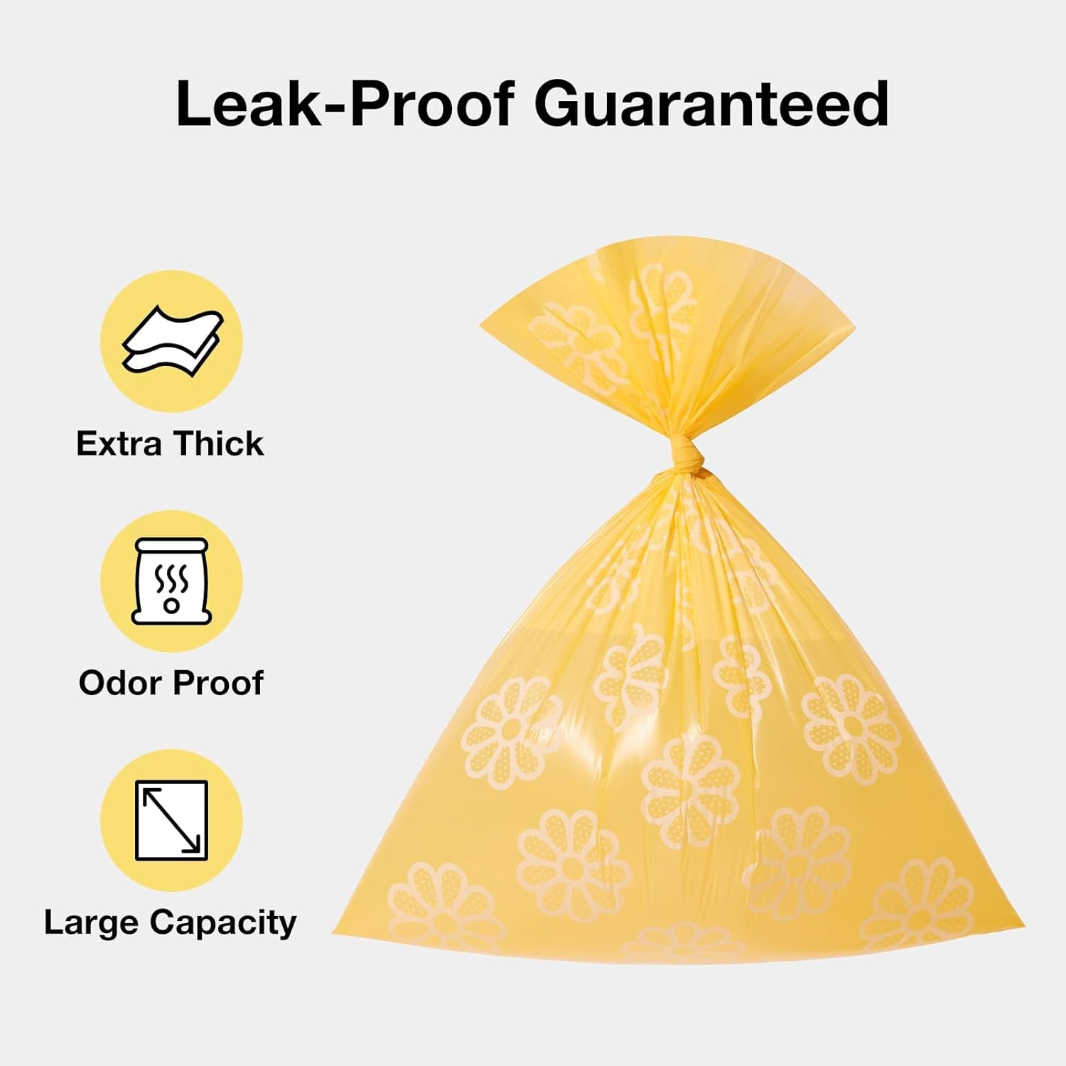 Dog Poop Bag Rolls Daisy Scented Leak-Proof Pet Waste Bags Thick and Large Trash Bags for Dog Walking 20 Refill Rolls 300 Bags