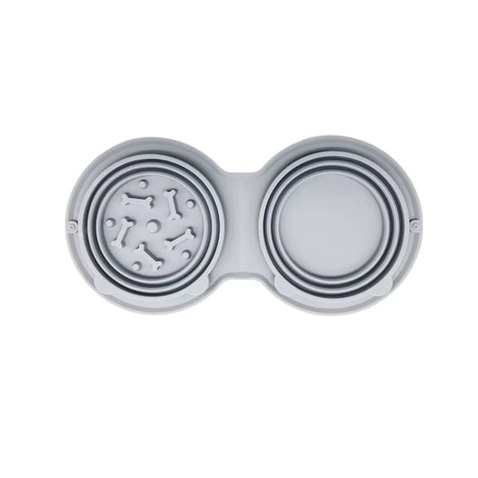 2 in 1 Silicone Collapsible Dog Bowl Portable Pet Drinking Bowl for Dog Cats Foldable Puppy Slow Feeder Bowl Dog Accessories