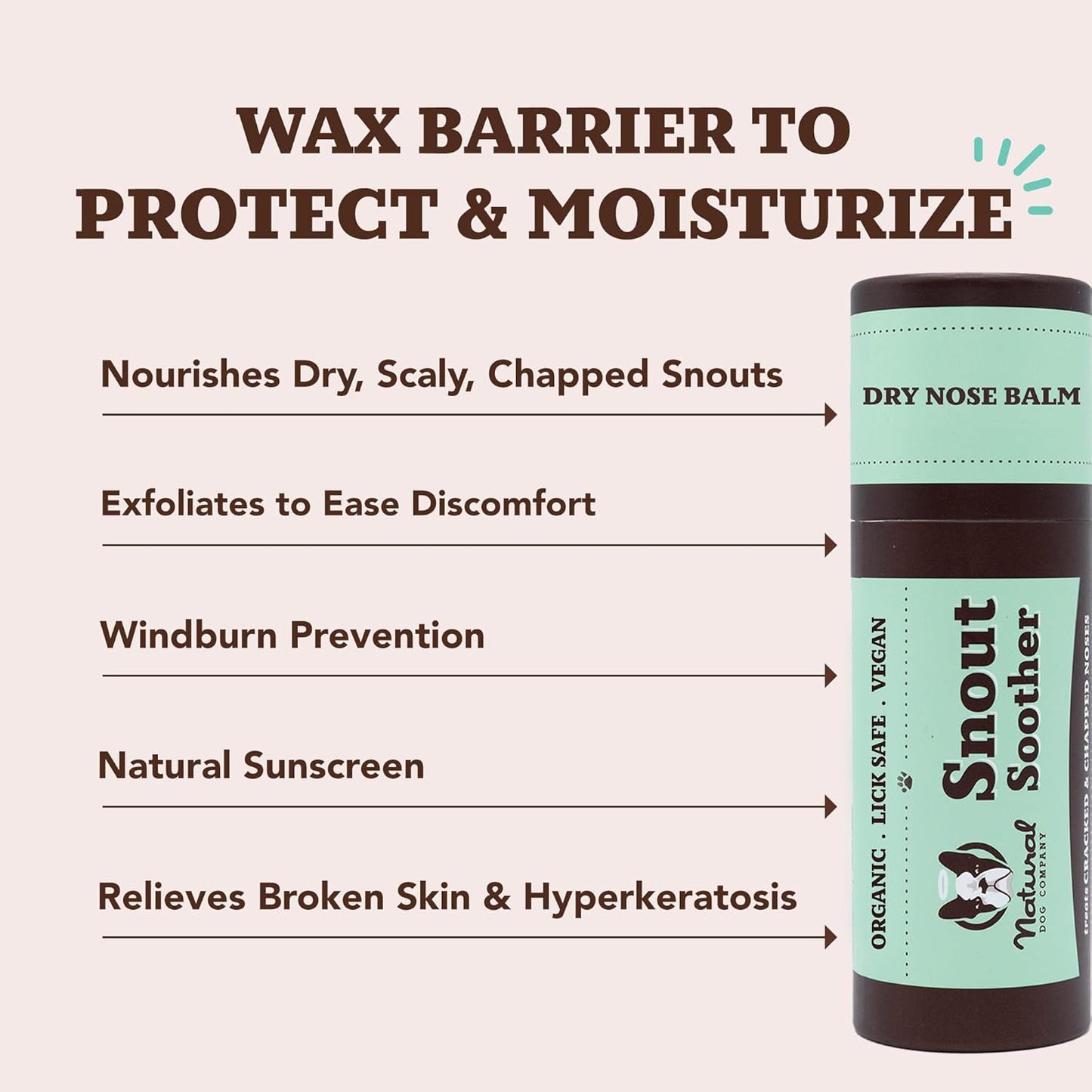 Snout Soother, Dog Nose Balm, Wax & Cream for Dry, Cracked Noses, Heals & Moisturizes with Shea Butter & Coconut Oil, Lick-Safe Nose Butter, Made in USA, 2 Oz. Stick