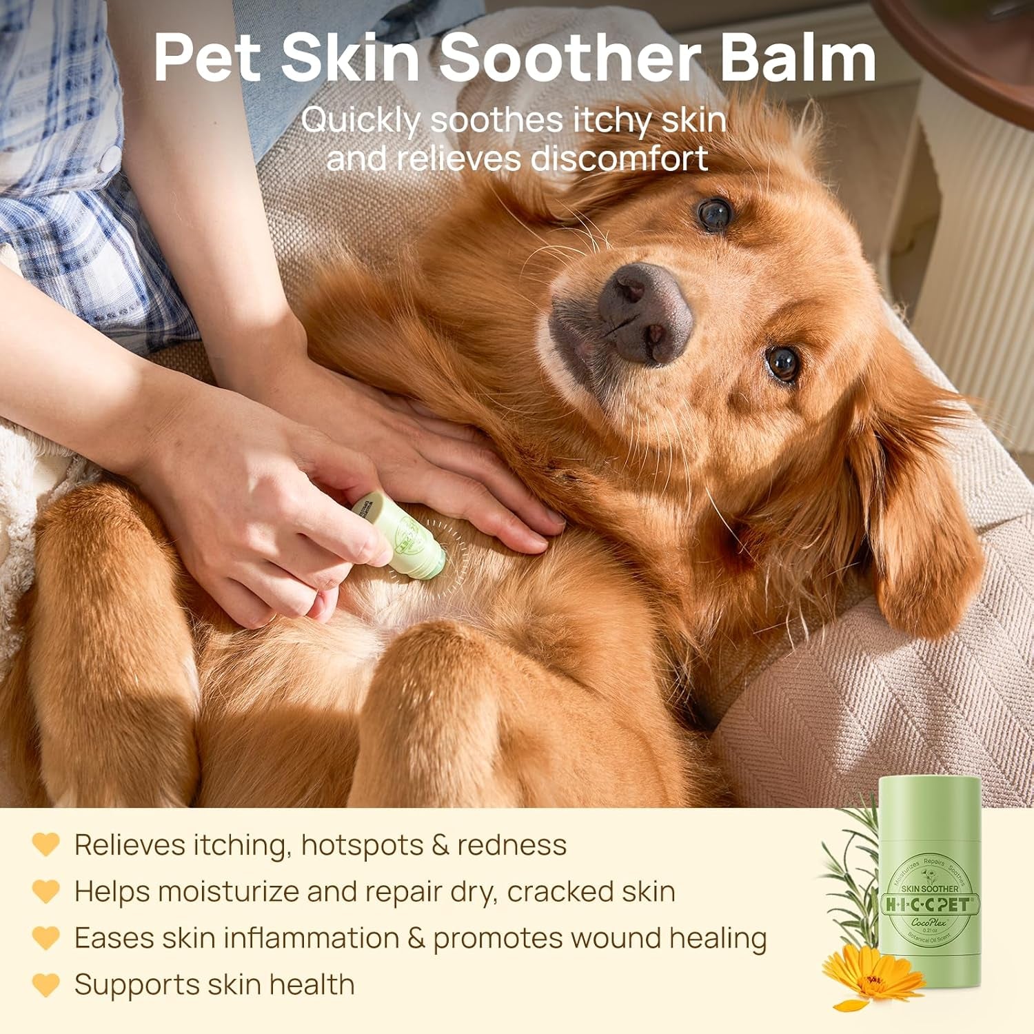 Skin Balm for Dogs & Cats - Soothes Itching and Irritation Skin & Prevents Infection, All-Natural Dog Moisturizer for Dry Itchy Skin, Lick-Safe Allergy & Hot Spot Treatment - 0.21Oz
