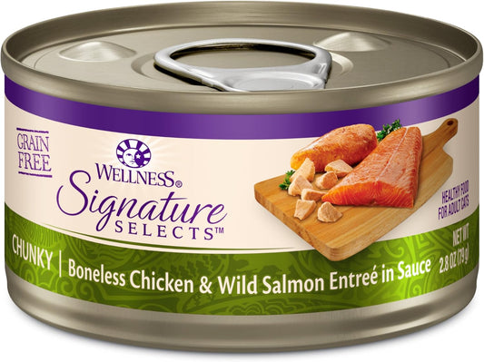 CORE Signature Selects Chunky Adult Wet Cat Food, Natural, Protein-Rich, Grain Free, 2.8 Ounce, 12 Pack (Chicken & Salmon)