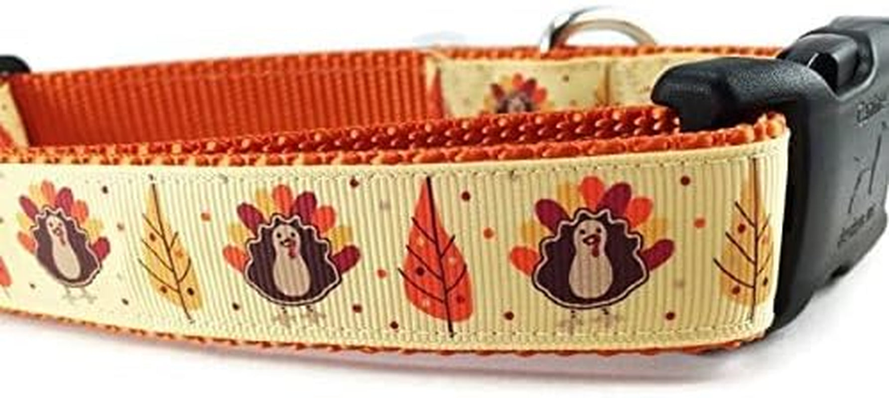 Handmade Thanksgiving Dog Collar, Autumn, Fall, Adjustable, Nylon – Heavy Duty, Machine Washable for Medium & Large Dogs