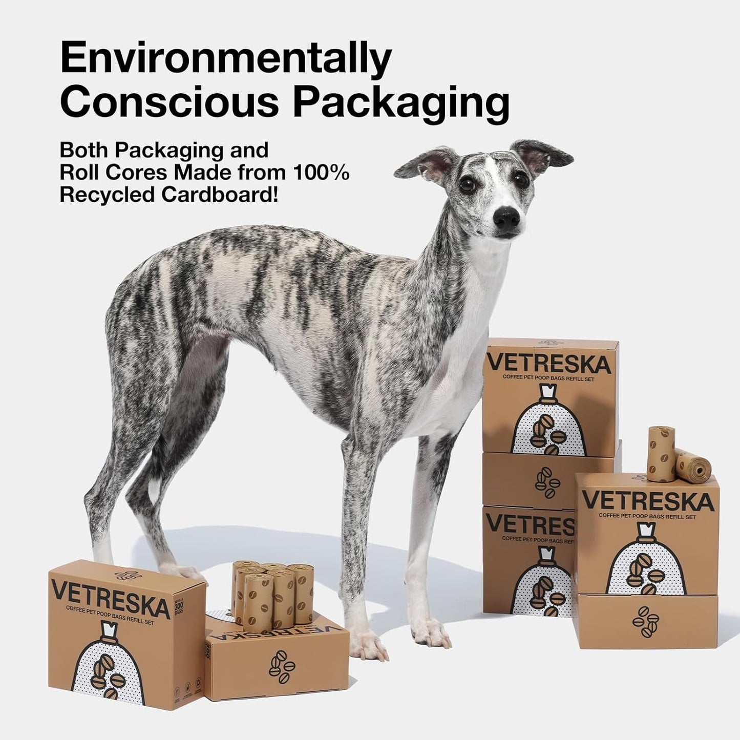 Dog Poop Bags, Coffee Scented Waste Bags, Leak Proof, Extra Thick and Large Dog Pet Bags for Dogs and Cats - 300 Count (20 Refill Rolls)