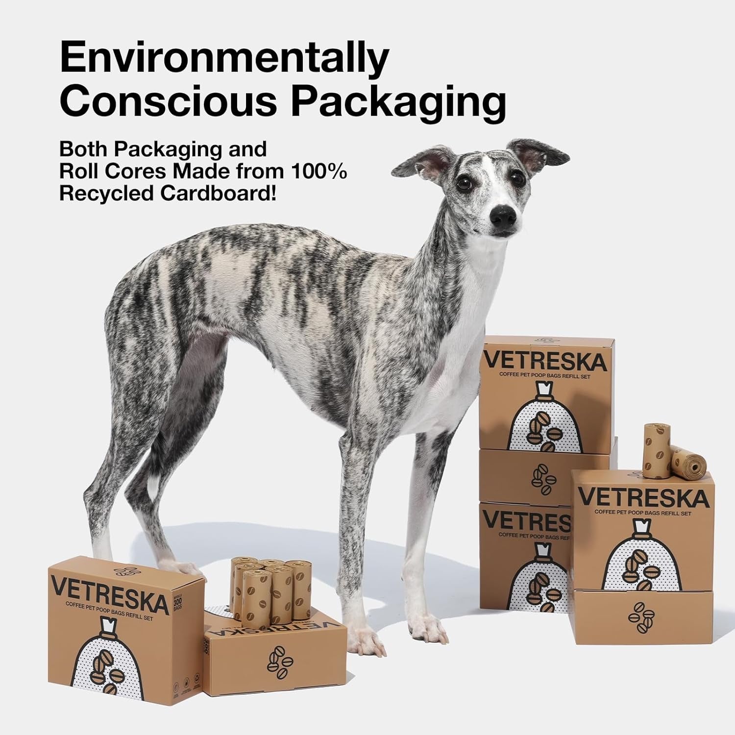 Dog Poop Bags, Coffee Scented Waste Bags, Leak Proof, Extra Thick and Large Dog Pet Bags for Dogs and Cats - 300 Count (20 Refill Rolls)