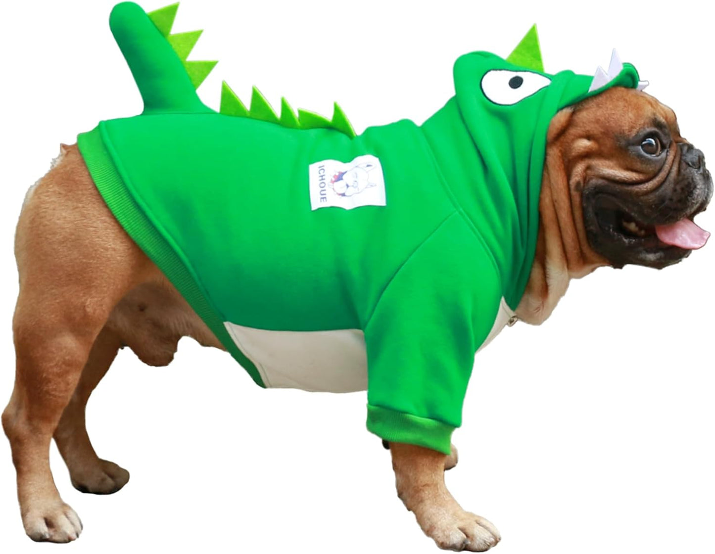 I Am a French Bulldog Dog Dinosaur Halloween Costumes Clothes Sweater Cute Funny for Small Dogs Cold Weather Winter Coats Hoodies Frenchie English Pug Pitbull Corgi Puppy - Green/Medium