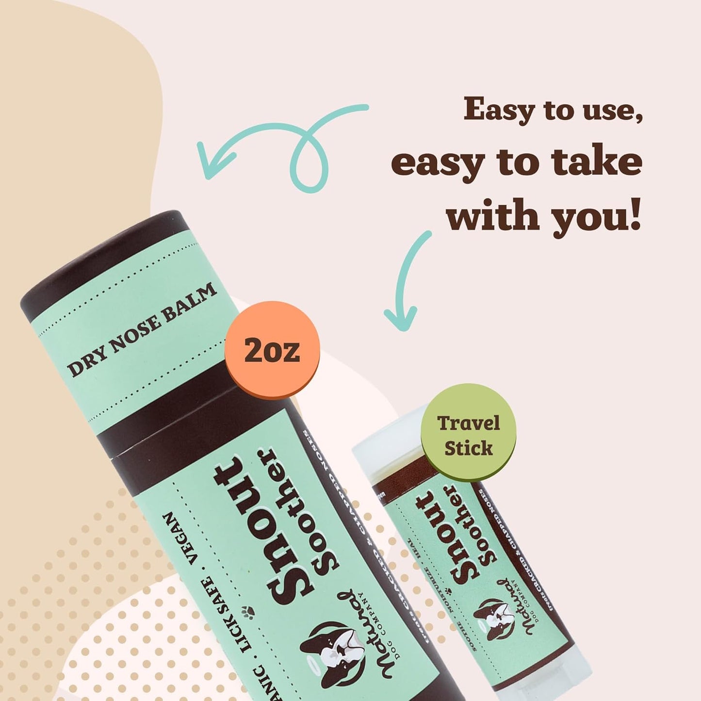 Snout Soother, Dog Nose Balm, Wax & Cream for Dry, Cracked Noses, Heals & Moisturizes with Shea Butter & Coconut Oil, Lick-Safe Nose Butter, Made in USA, 2 Oz. Stick