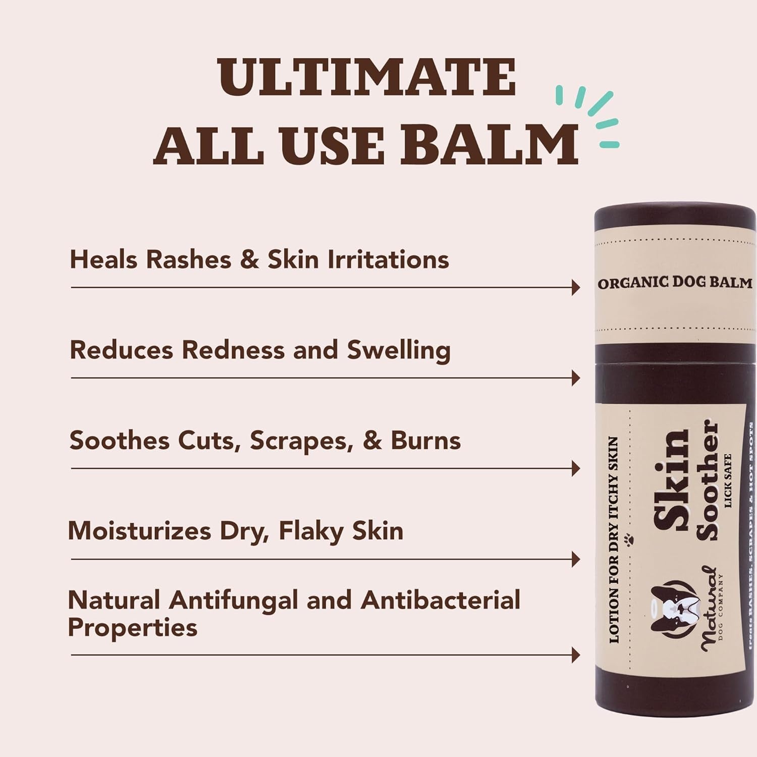Skin Soother Balm 2 Oz Stick – Dog Skin Balm with Coconut Oil, Cocoa Butter, Calendula & Vitamin E – Helps Soothe Hot Spots, Redness & Irritated Skin – Lick-Safe & Easy to Apply