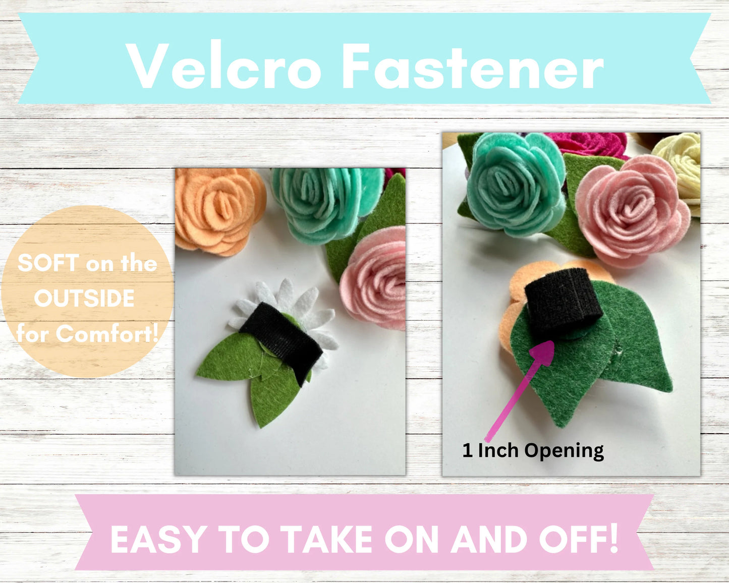 Dog or Cat Collar Flower- 2" or 3" Felt Dog/Cat Collar Flower Attachment -Removable Pet Collar Accessory-Kids,Wedding,Gift,Backpack,Multiuse