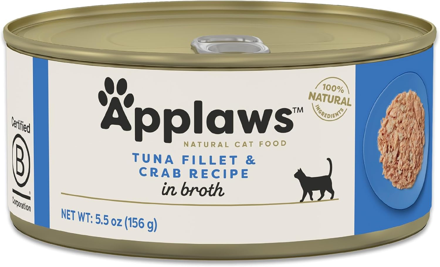 Natural Wet Canned Cat Food, Limited and Natural Ingredients, High Protein with No Artificial Additives, Tuna Fillet & Crab in Broth (24 X 5.5Oz Cans)