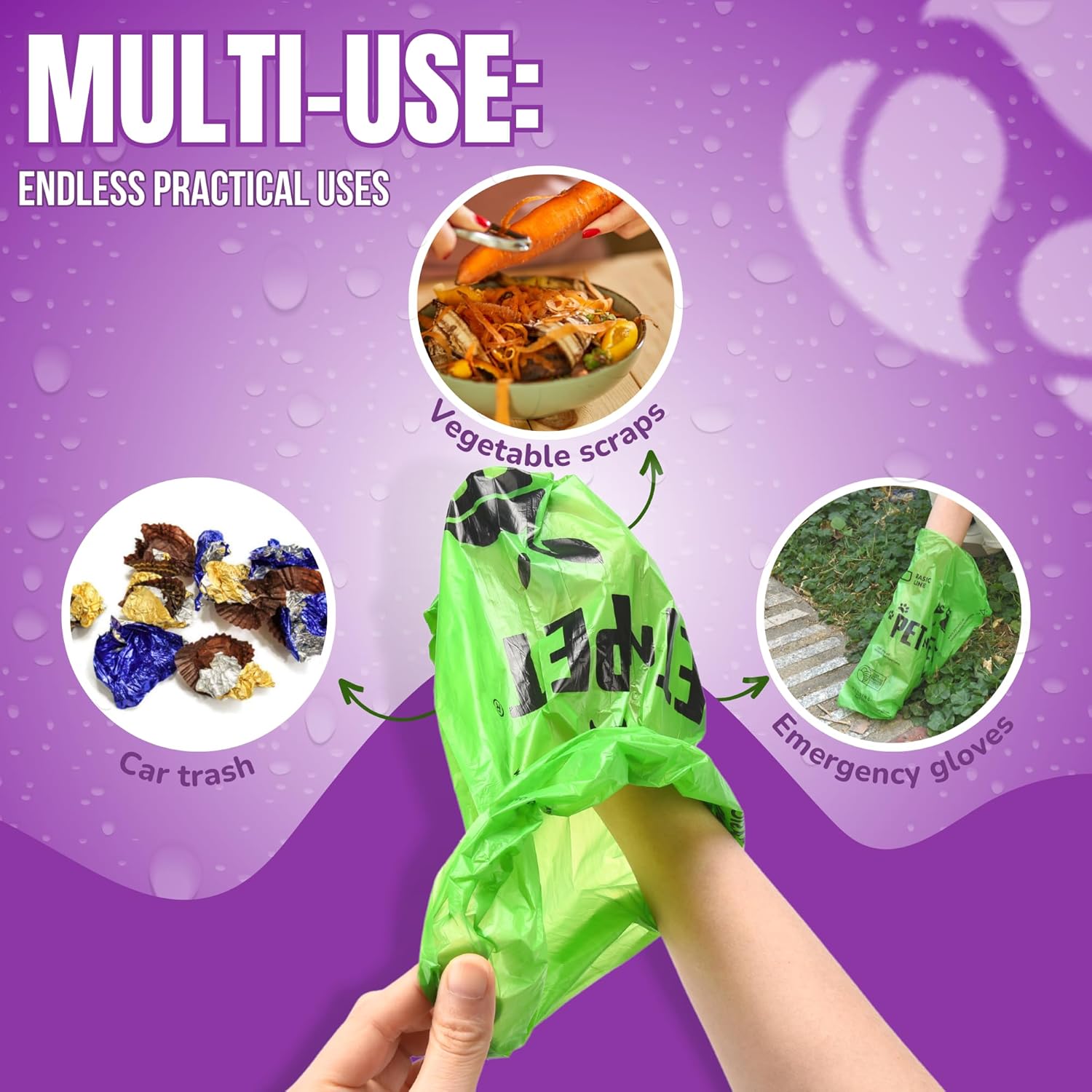 1080 Counts Green Poop Bags for Dogs, 41% Plant Based & 59% PE Extra Thick Dog Poop Bags Rolls, 9" X 13", Lavender Scented Pet Waste Bag