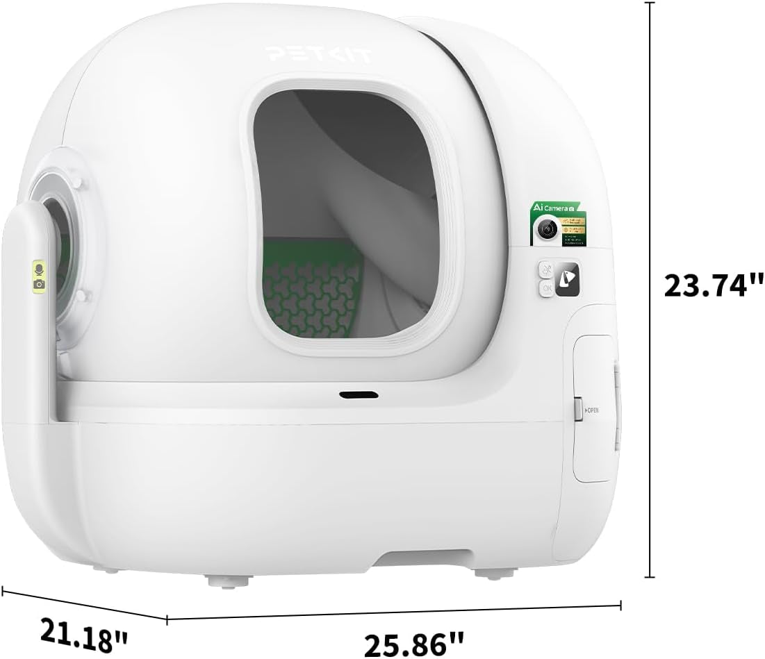 2025 Purobot Max Pro Ai-Camera Self Cleaning Cat Litter Box, 210° Wide Angle Lens Night Vision Cat Facial Recognition Automatic Litter Box with 5G Wifi App Control Odor-Free
