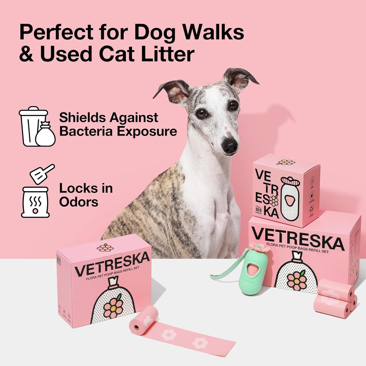 Dog Poop Bags Lavender Scented Pet Waste Bags Leak Proof & Extra Thick Waste Bags for Dog Walking and Cat Litter 300 Counts 20 Refill Rolls 9 * 13 Inches