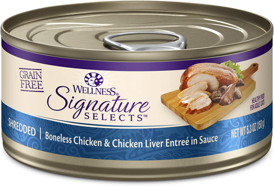 CORE Signature Selects Shredded Adult Wet Cat Food, Natural, Protein-Rich, Grain Free, 5.3 Ounce, 12 Pack (Chicken & Chicken Liver)
