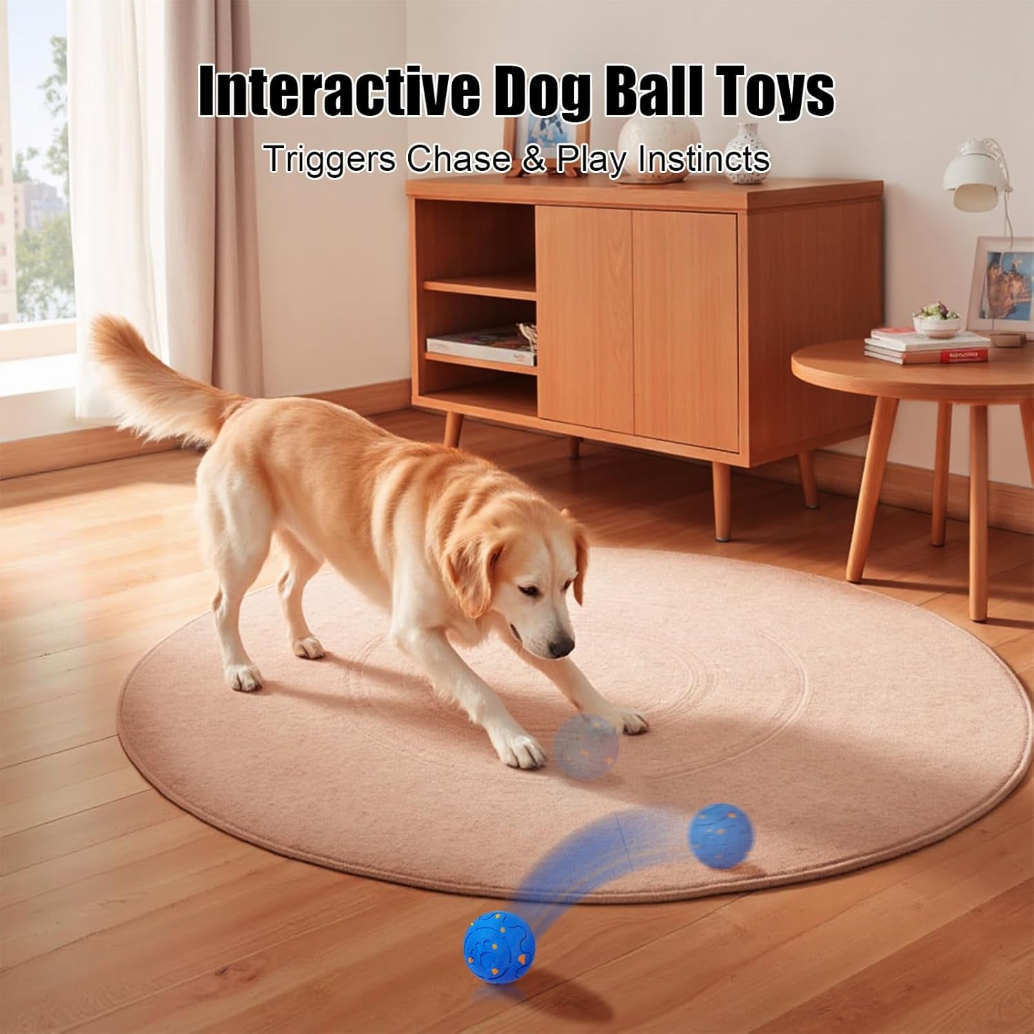 Interactive Dog Ball, Smart Dog Toy for Medium and Large Dogs, Automatic Moving, Rotating & Bouncing, E-TPU Material, IP54 Waterproof, Motion-Activated Dog Stimulation Toy to Keep Them Busy