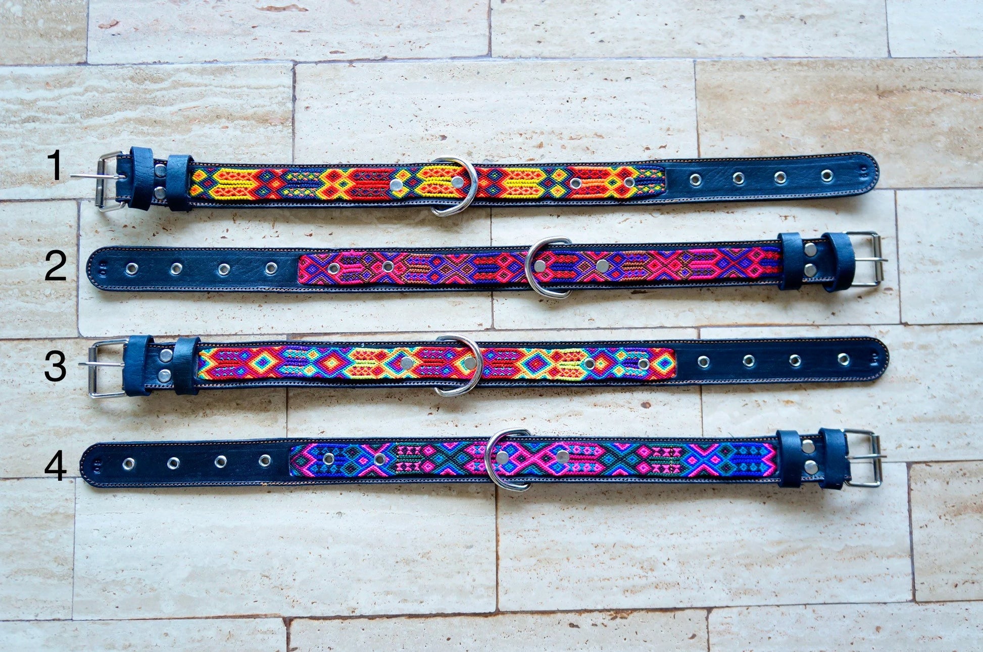 Large Leather Dog Collar | Woven Nylon Dog Collar | Fiesta Collar | Handmade Mexican Dog Collar | Large Dog Accessory