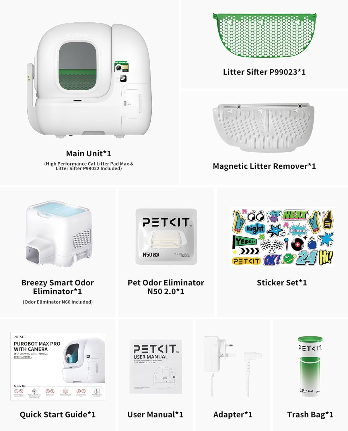 2025 Purobot Max Pro Ai-Camera Self Cleaning Cat Litter Box, 210° Wide Angle Lens Night Vision Cat Facial Recognition Automatic Litter Box with 5G Wifi App Control Odor-Free