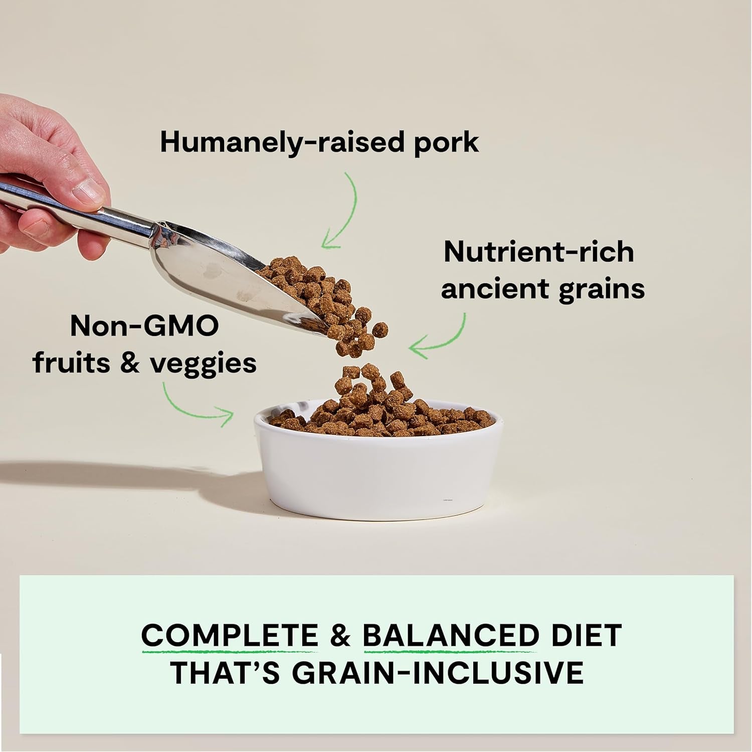 , Ancient Grains Dry Dog Food, Protein-Rich & Nutrient Dense, 90% Animal Protein Mixed with Non-Gmo Fruits, Veggies and Superfoods, Farmer'S Table Pork Recipe, 22Lb Bag