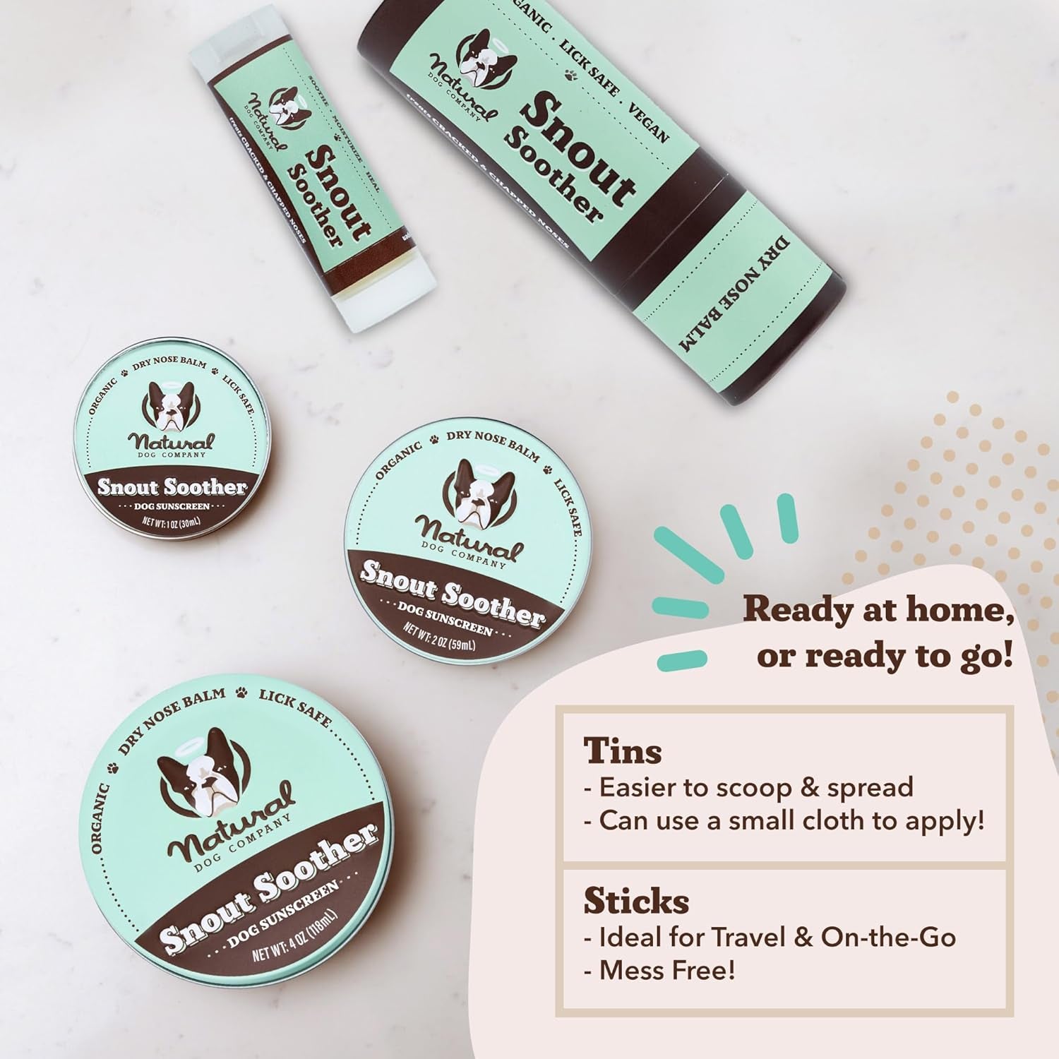 Snout Soother, Dog Nose Balm, Wax & Cream for Dry, Cracked Noses, Heals & Moisturizes with Shea Butter & Coconut Oil, Lick-Safe Nose Butter, Made in USA, 2 Oz. Stick