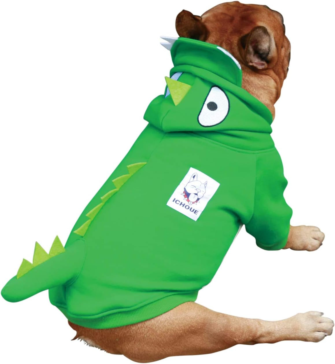 I Am a French Bulldog Dog Dinosaur Halloween Costumes Clothes Sweater Cute Funny for Small Dogs Cold Weather Winter Coats Hoodies Frenchie English Pug Pitbull Corgi Puppy - Green/Medium