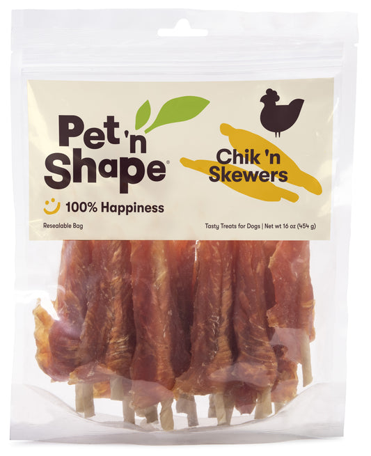 Chik 'N Skewers - Chicken Wrapped Rawhide Chew Dog Treats - 1 Pound