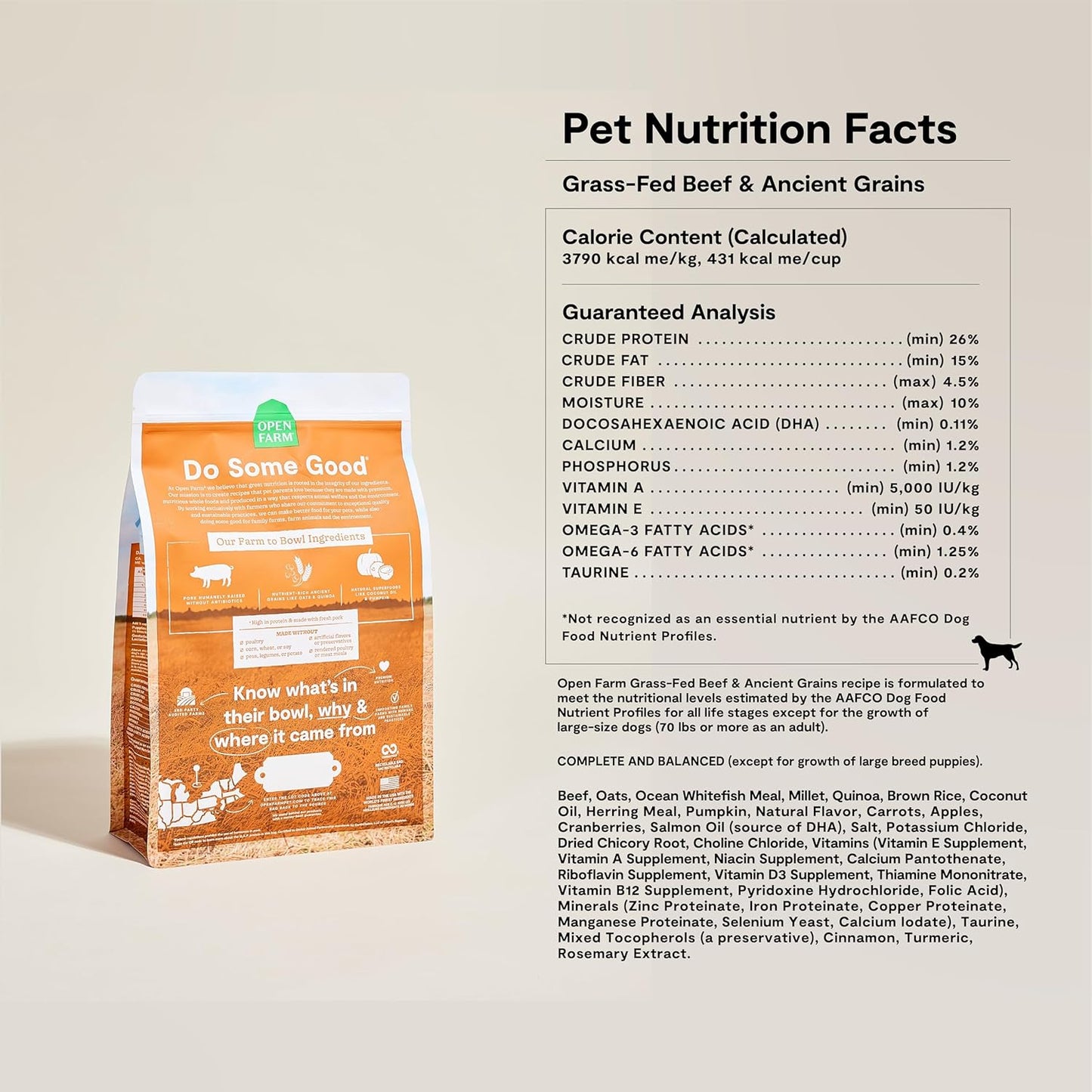 , Ancient Grains Dry Dog Food, Protein-Rich & Nutrient Dense, 90% Animal Protein Mixed with Non-Gmo Fruits, Veggies and Superfoods, Farmer'S Table Pork Recipe, 22Lb Bag