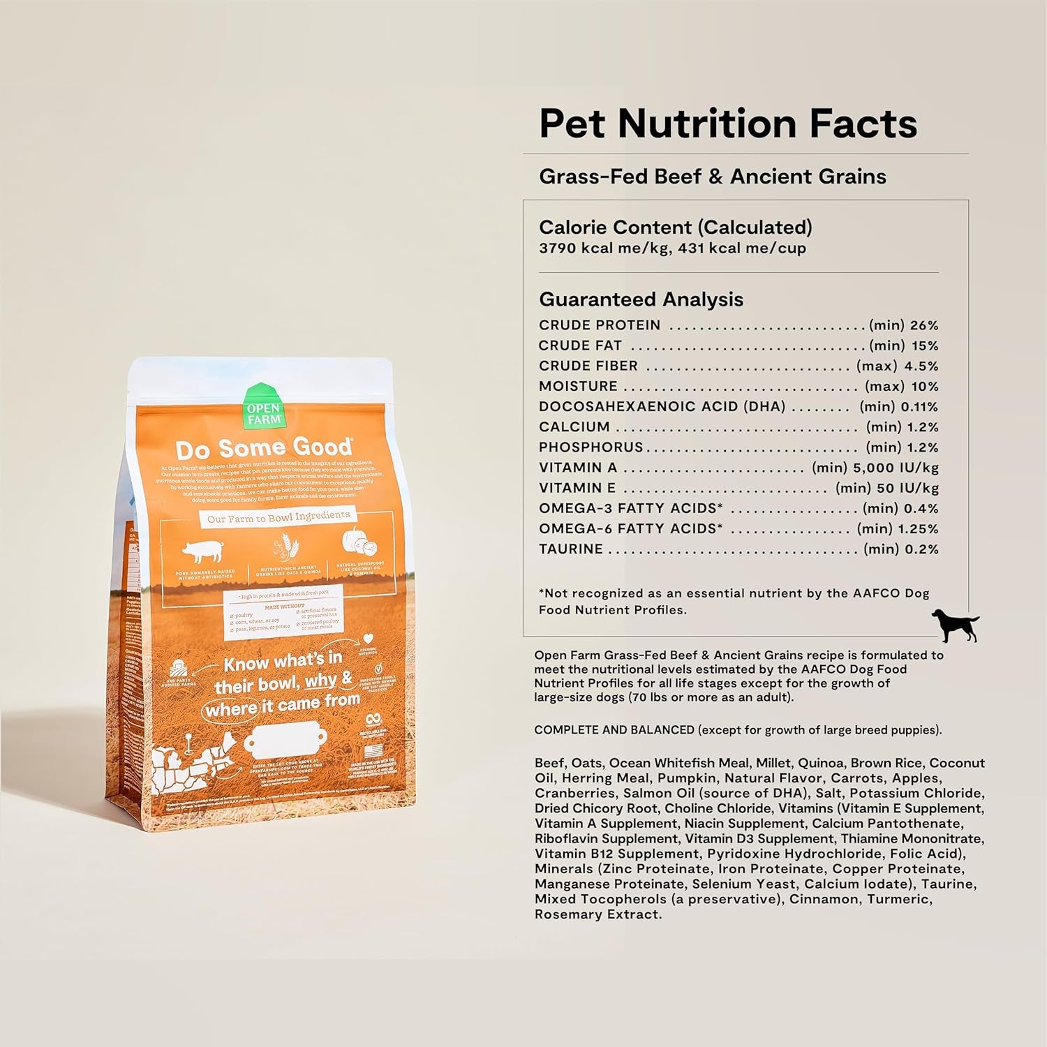 , Ancient Grains Dry Dog Food, Protein-Rich & Nutrient Dense, 90% Animal Protein Mixed with Non-Gmo Fruits, Veggies and Superfoods, Farmer'S Table Pork Recipe, 22Lb Bag
