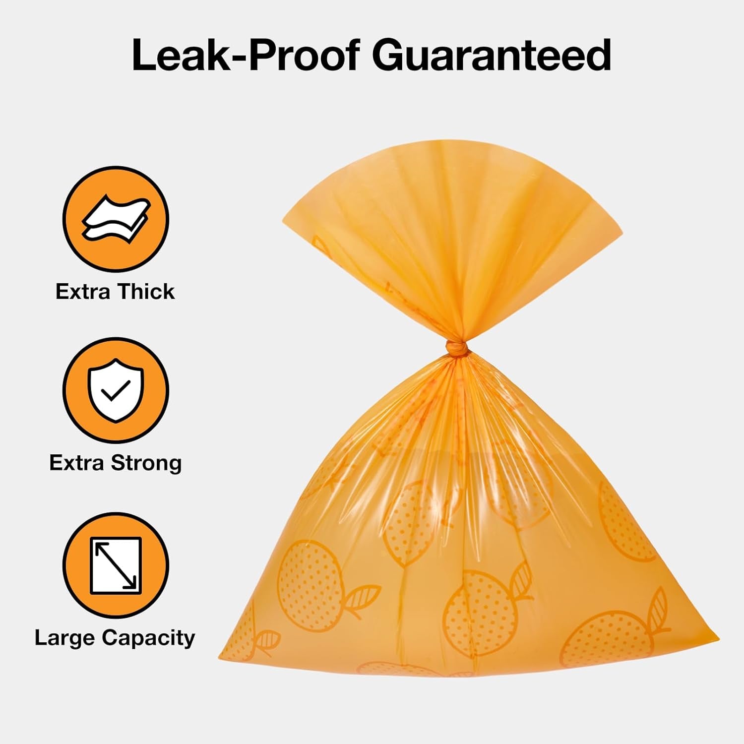 Citrus Scented Dog Poop Bags, Leak Proof, Extra Thick and Large Pet Waste Bags for Dogs Walking, Cat Litter and Babies' Diaper, 300 Count Bags (20 Refill Rolls), Orange