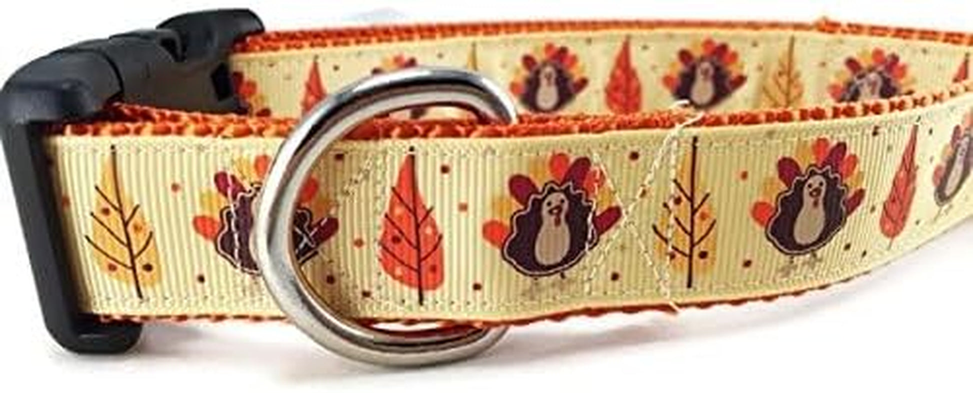Handmade Thanksgiving Dog Collar, Autumn, Fall, Adjustable, Nylon – Heavy Duty, Machine Washable for Medium & Large Dogs