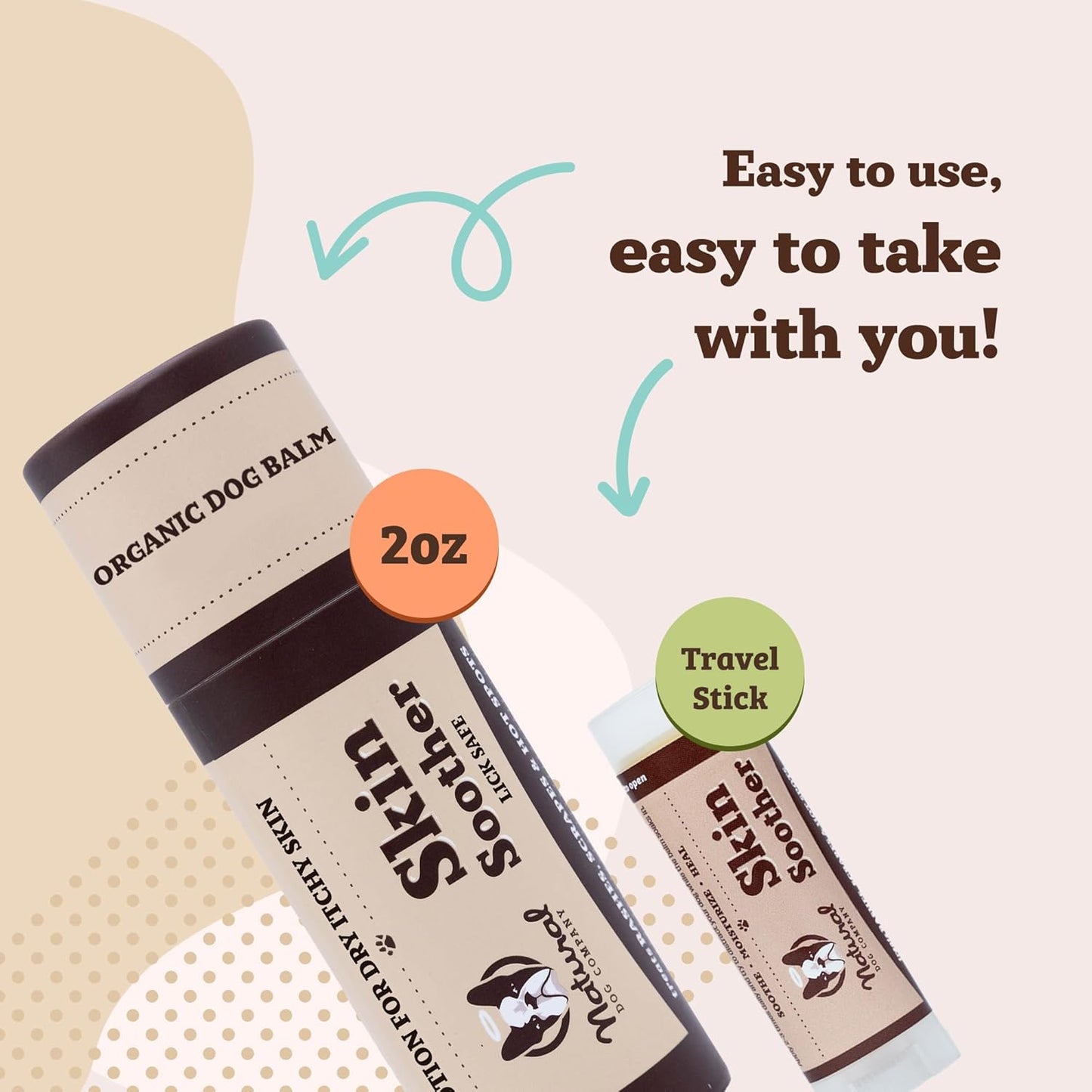 Skin Soother Balm 2 Oz Stick – Dog Skin Balm with Coconut Oil, Cocoa Butter, Calendula & Vitamin E – Helps Soothe Hot Spots, Redness & Irritated Skin – Lick-Safe & Easy to Apply