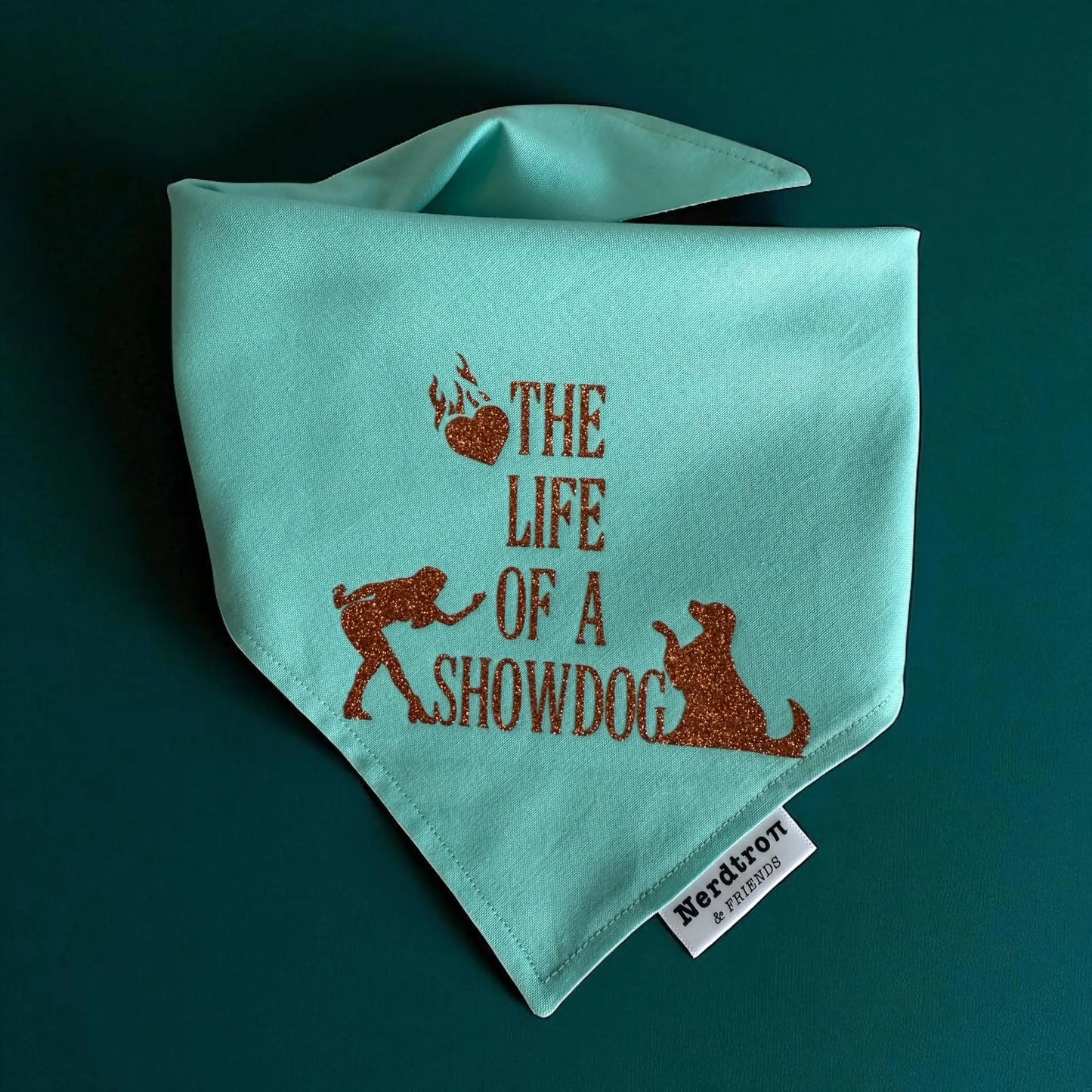 Life of a Showdog Bandana – Teal & Orange Glitter | TS12 Inspired | Life of a Showgirl Dog Bandana | Next Era Showdog Accessory