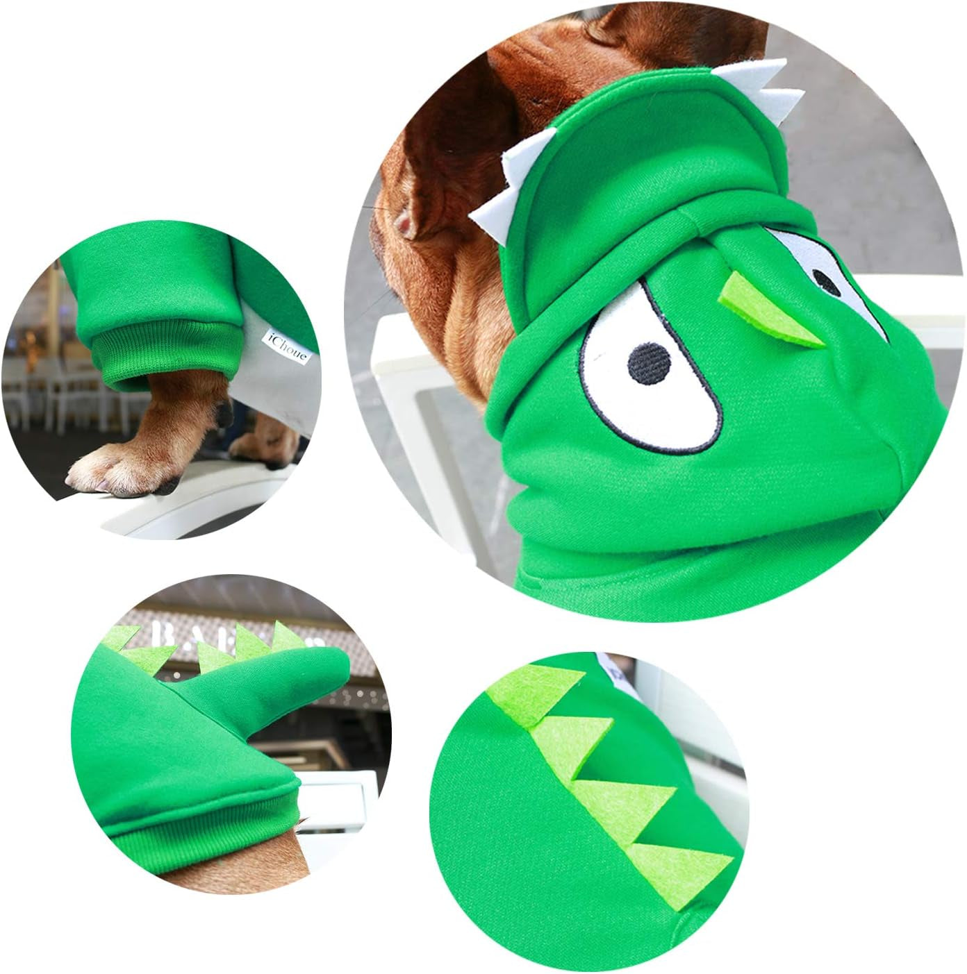 I Am a French Bulldog Dog Dinosaur Halloween Costumes Clothes Sweater Cute Funny for Small Dogs Cold Weather Winter Coats Hoodies Frenchie English Pug Pitbull Corgi Puppy - Green/Medium