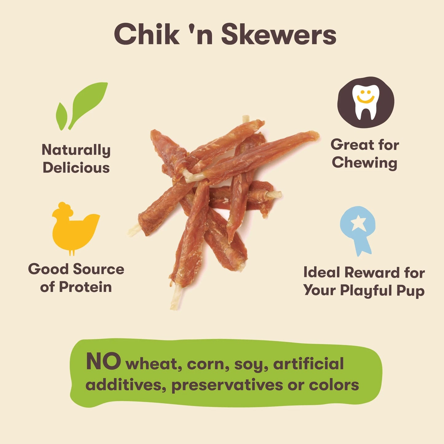 Chik 'N Skewers - Chicken Wrapped Rawhide Chew Dog Treats - 1 Pound